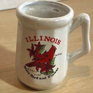 Illinois State Bird and Flower Pearlized Toothpick Holder Shot Glass Decor #F13
